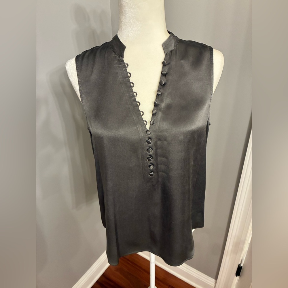 GO by GoSilk Women's Army Green Silk Top